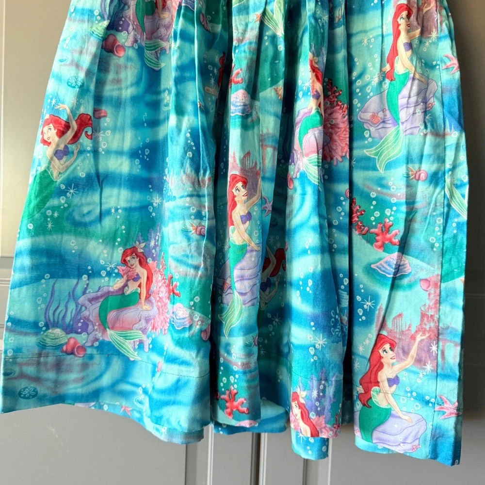 Handmade Girls Embroidered Little Mermaid Ariel Sundress, Purple Turquoise, 8/10